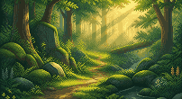 Lush enchanted forest pixel art background