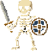 Base sprite: a skeleton warrior holding a sword and shield