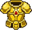 Item sprite: gold armour with a red gem