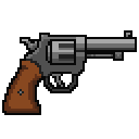 Pixel art revolver sprite generated by SpriteLab