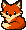 sitting fox pixel art micro sprite, 26x30 pixels, made with SpriteLab Micro mode