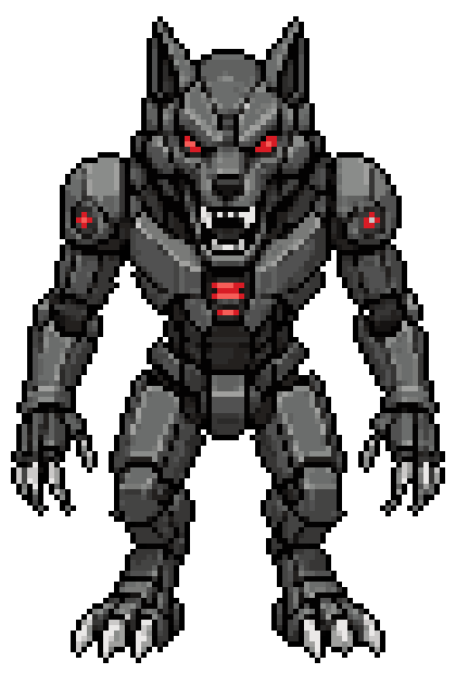 Robo-wolf 4-direction rotation animation