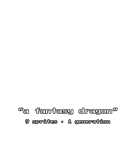Sprite Pack demo: a 3x3 fantasy dragon pack, a 3x3 red dragon family pack, and a 5x5 pastry icons pack — each generated in a single call.